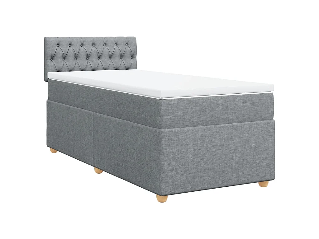 Boxspringbett mit Matratze Hellgrau 80x200 cm Stoff
