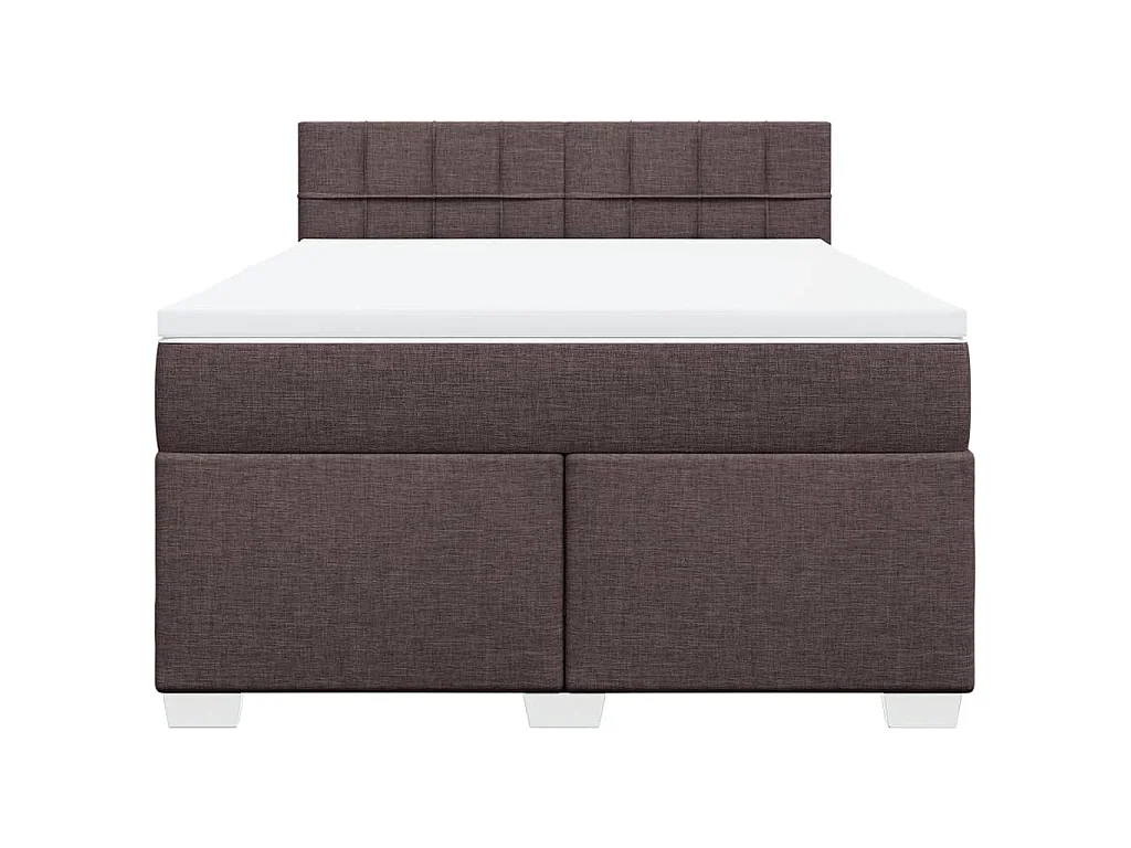 Cama box spring con colchón tela marrón oscuro 140x200 cm