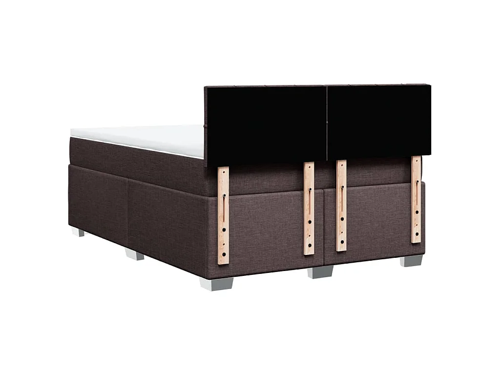 Cama box spring con colchón tela marrón oscuro 140x200 cm