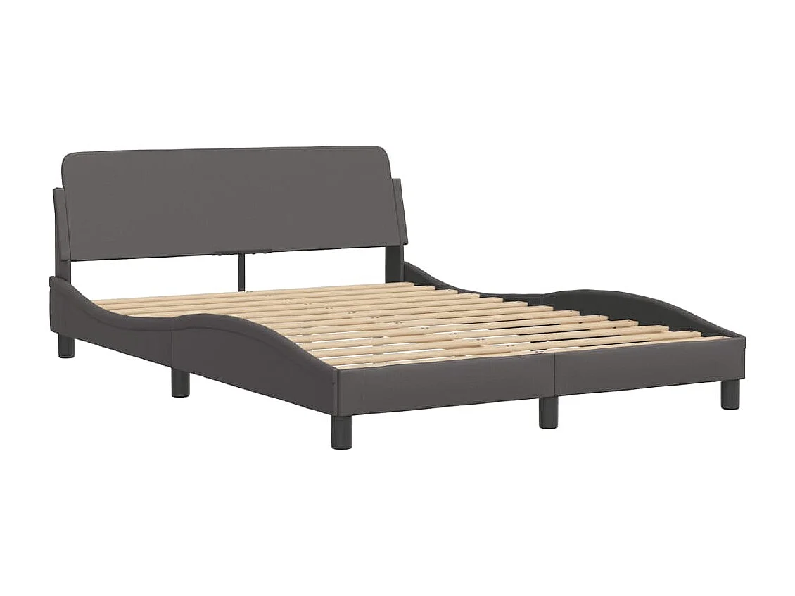 Bed "Viana" met matras kunstleer grijs 140x190 cm