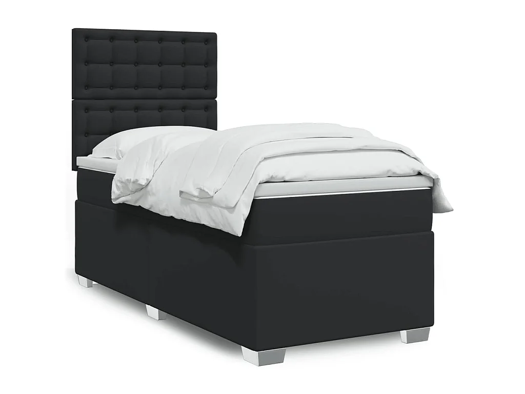 Giroletto a Molle con Materasso Nero 90x200 cm in Similpelle