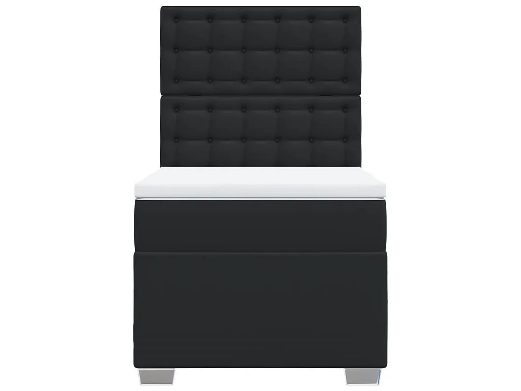 Giroletto a Molle con Materasso Nero 90x200 cm in Similpelle