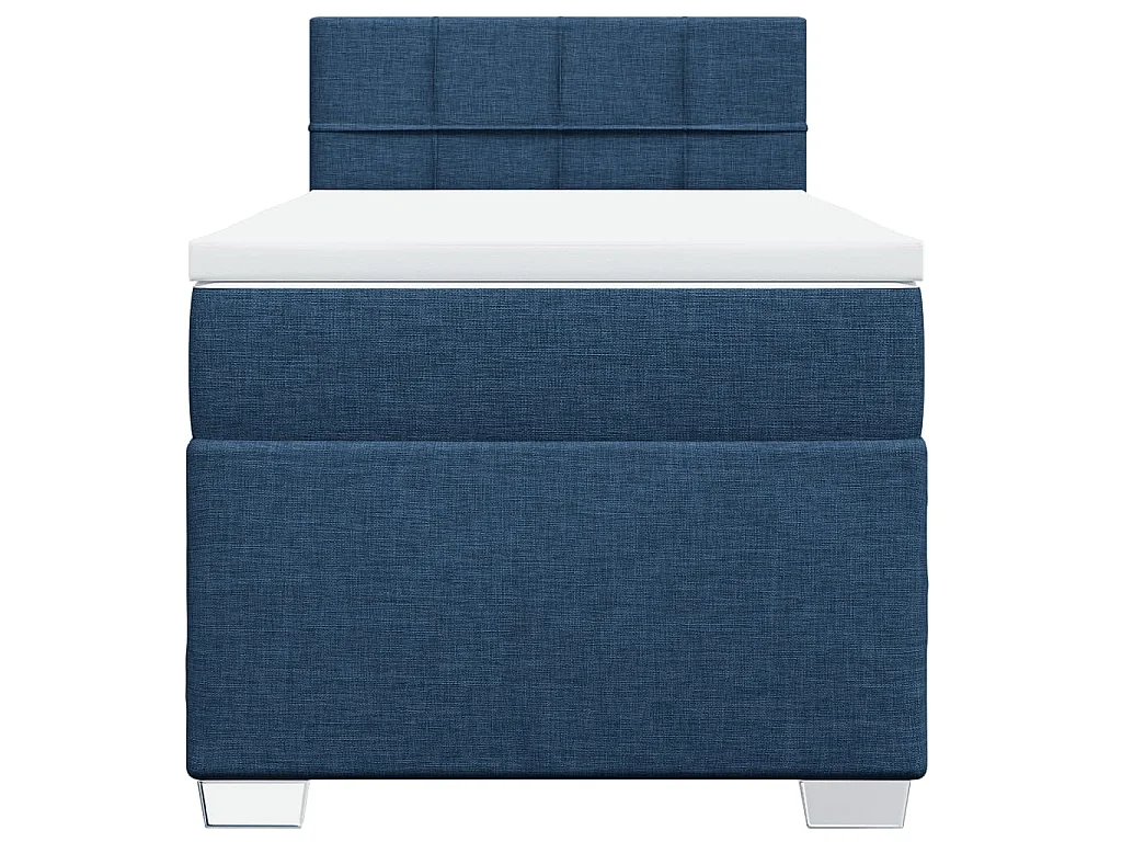 Cama box spring con colchón tela azul 100x200 cm