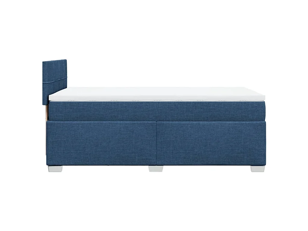 Cama box spring con colchón tela azul 100x200 cm
