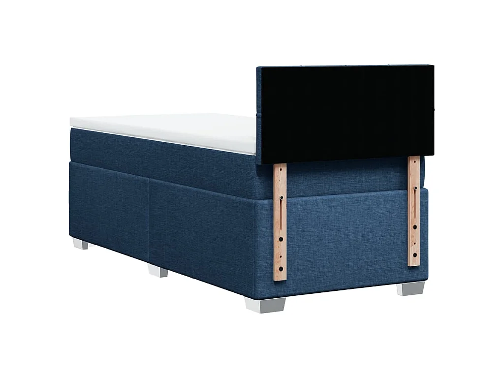 Cama box spring con colchón tela azul 100x200 cm