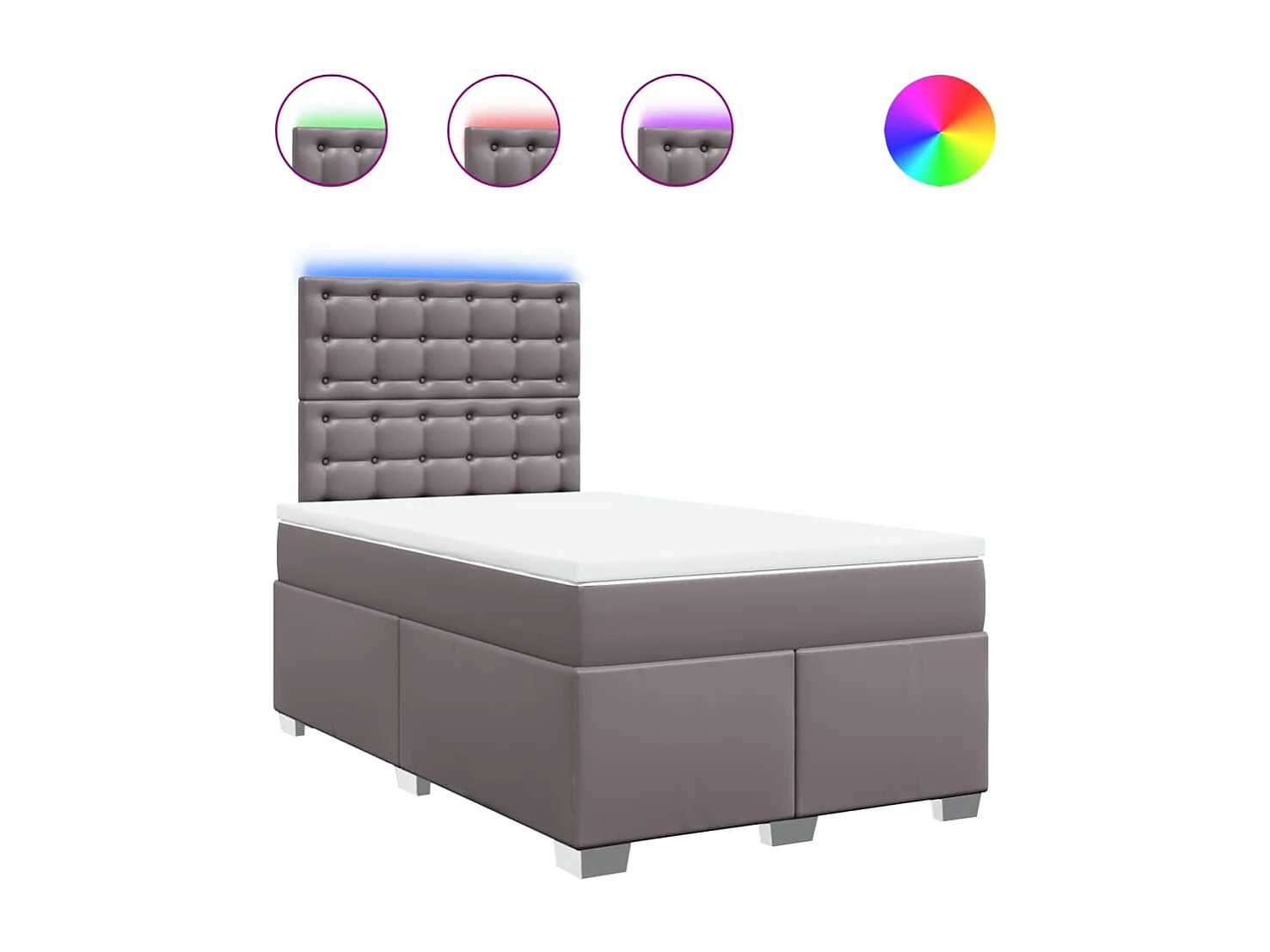 Sommier à lattes de lit avec matelas gris 120x190 cm similicuir