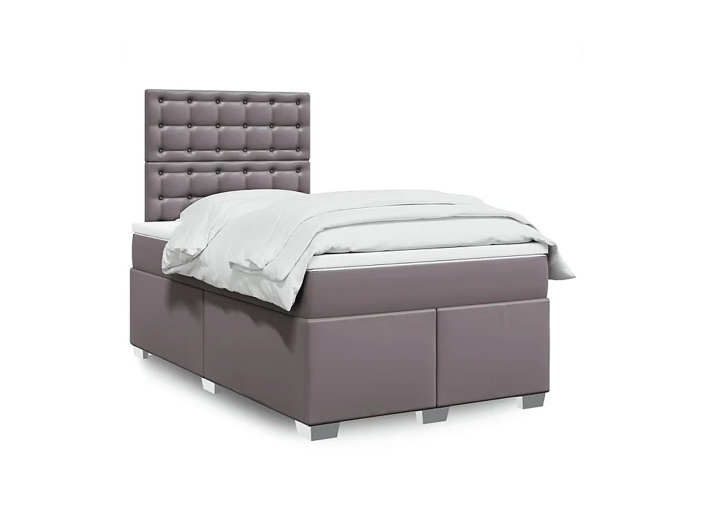 Sommier à lattes de lit avec matelas gris 120x190 cm similicuir