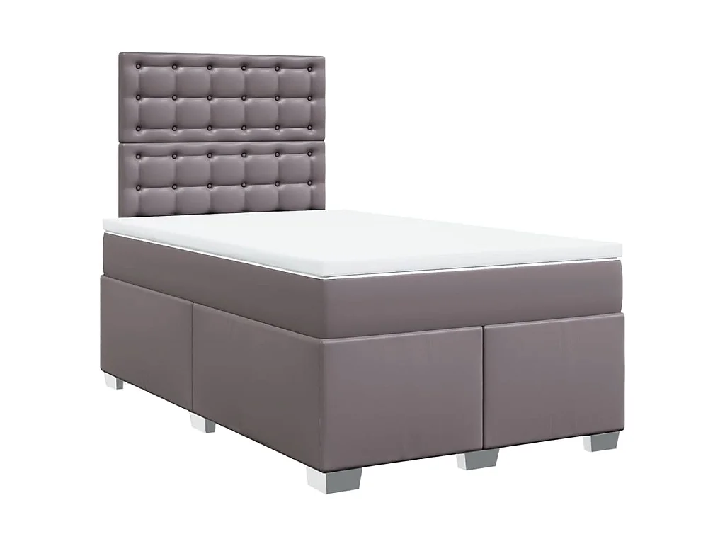 Sommier à lattes de lit avec matelas gris 120x190 cm similicuir