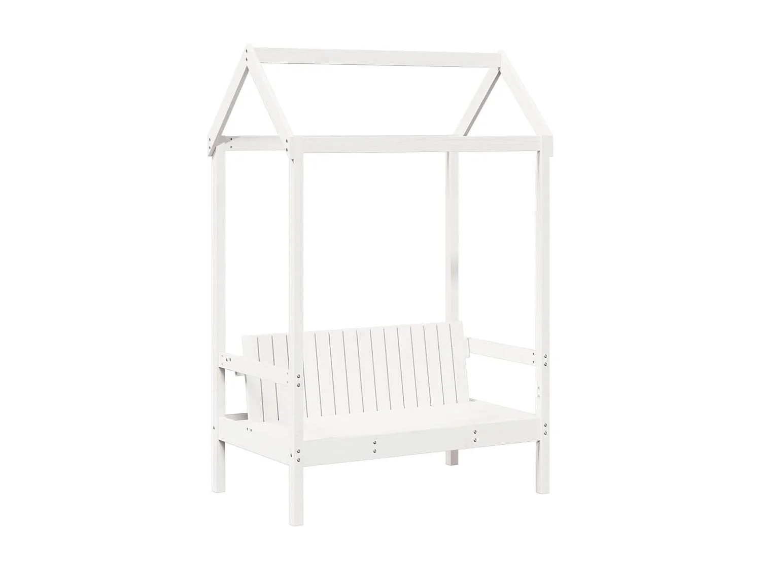 Kinderbed met dak massief grenenhout wit 75x190 cm