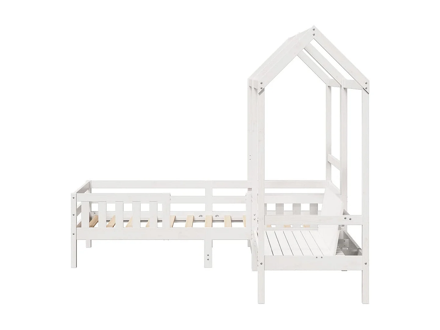 Kinderbed met dak massief grenenhout wit 75x190 cm