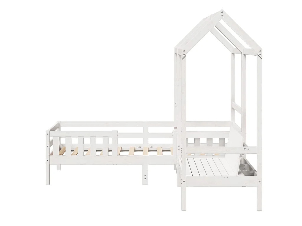 Ensemble de lit et de banc avec toit sans matelas 75x190 cm
