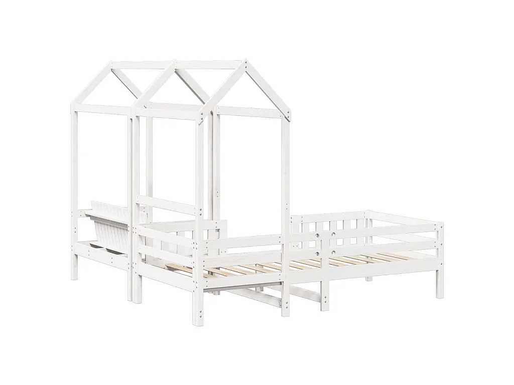 Ensemble de lit et de banc avec toit sans matelas 75x190 cm