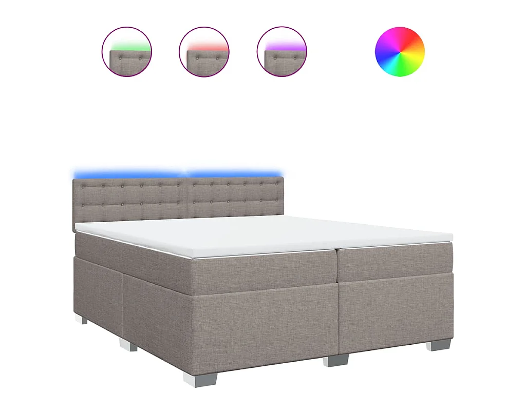 Cama box spring con colchón tela gris taupe 200x200 cm