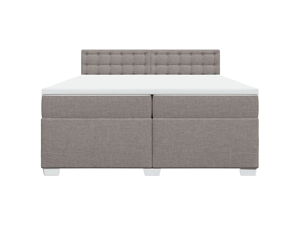 Cama box spring con colchón tela gris taupe 200x200 cm