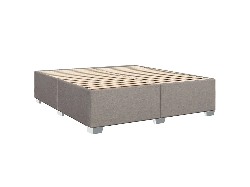 Cama box spring con colchón tela gris taupe 200x200 cm