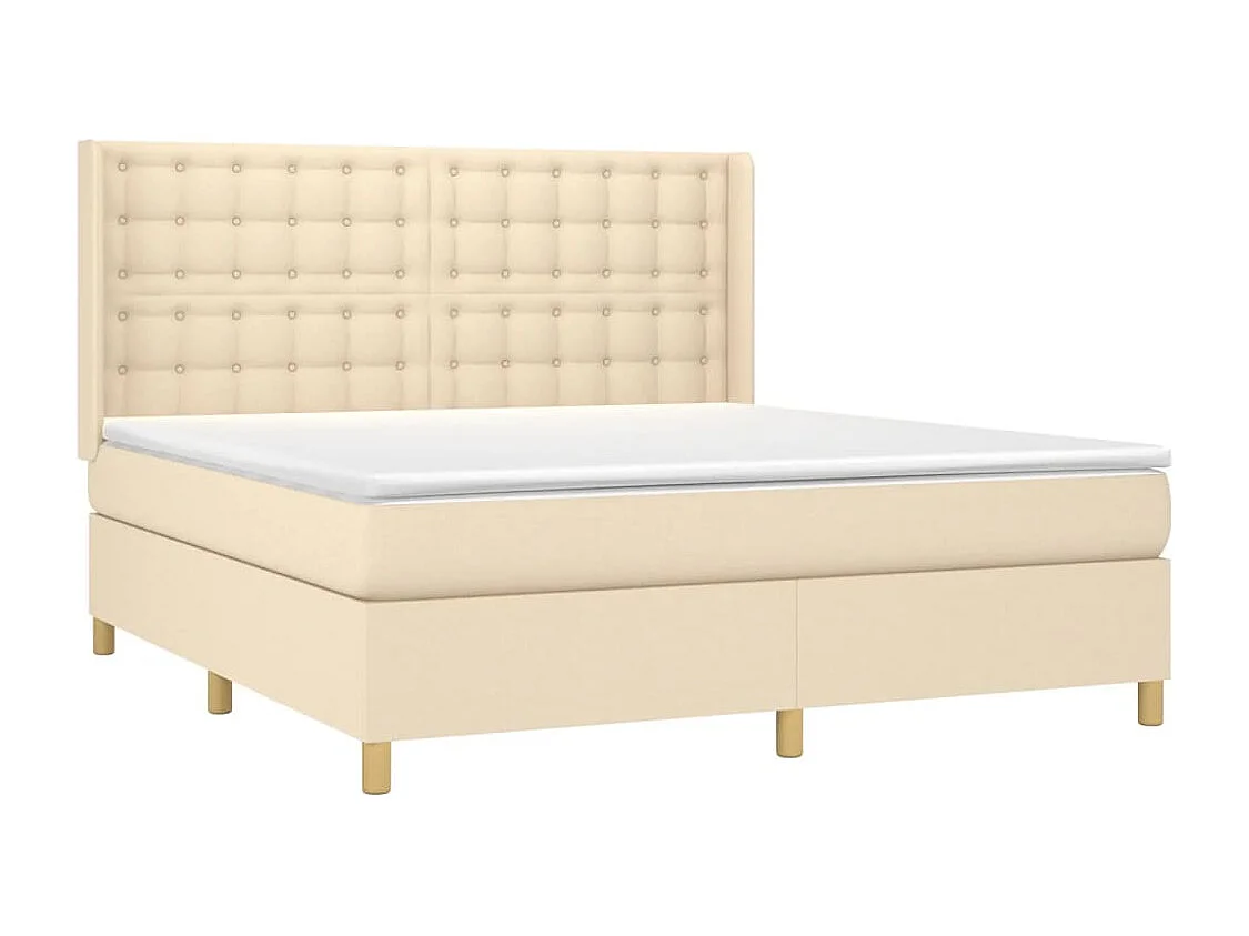 Sommier à lattes de lit matelas et LED Crème 160x200 cm Tissu
