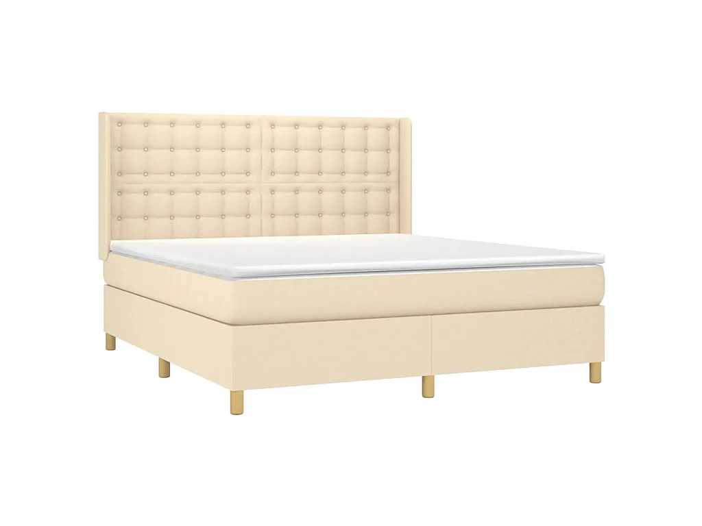 Boxspring met matras en LED stof crèmekleurig 160x200 cm