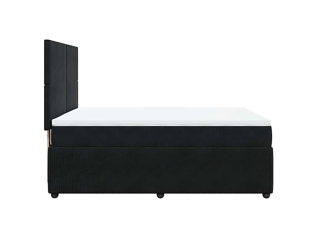 Sommier à lattes de lit et matelas Noir 160x200 cm Velours