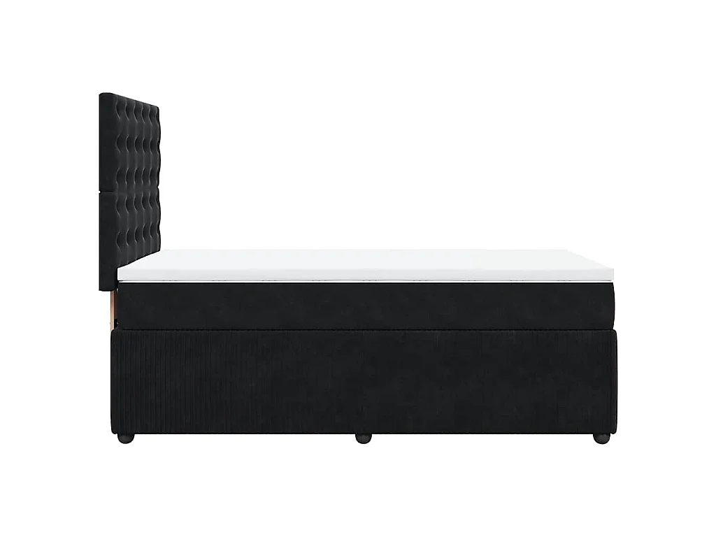 Giroletto a Molle con Materasso Nero 90x190 cm in Velluto