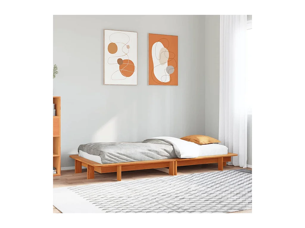 Cadre de lit sans matelas cire marron 90x190 cm bois pin massif