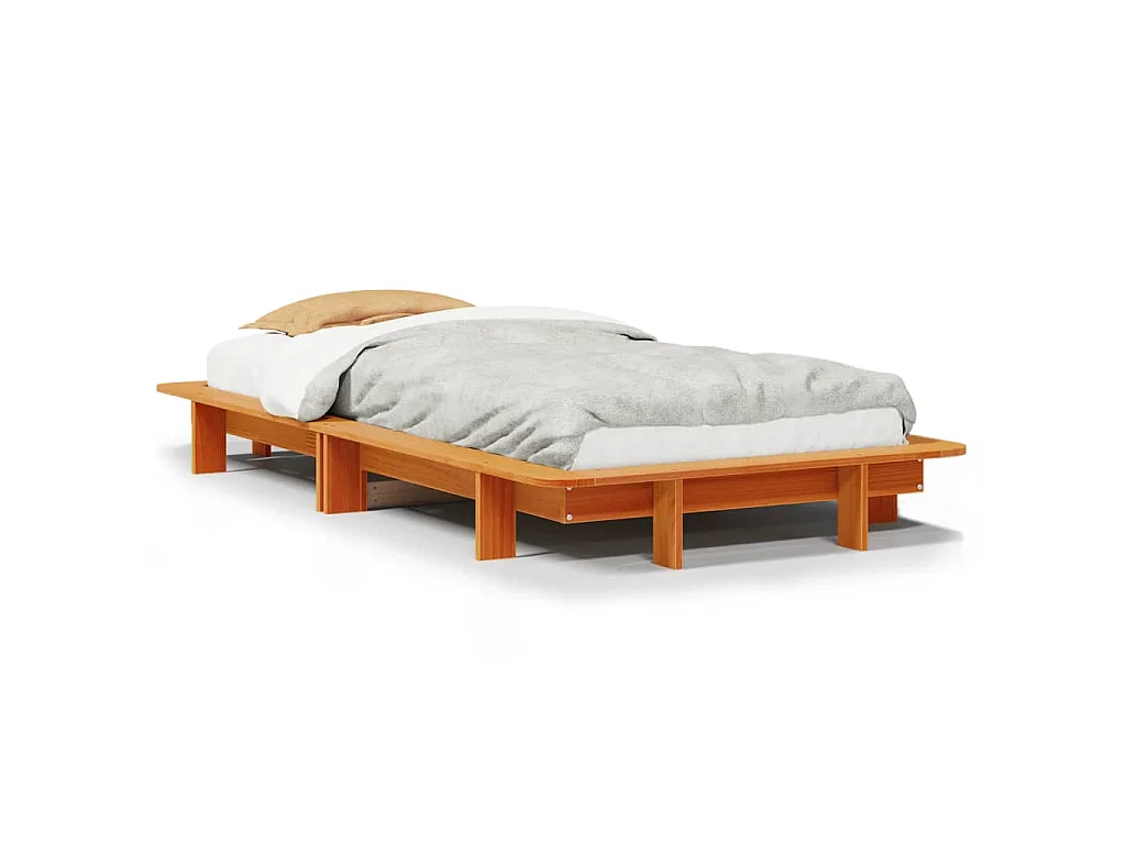 Cadre de lit sans matelas cire marron 90x190 cm bois pin massif