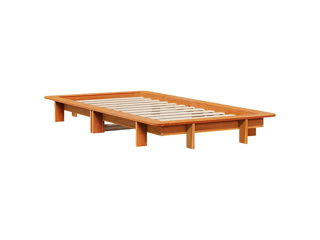 Cadre de lit sans matelas cire marron 90x190 cm bois pin massif