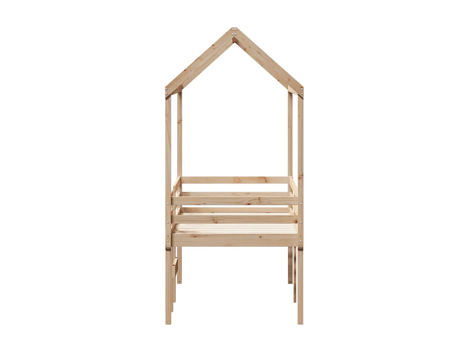 Letto a Soppalco con Tetto 80x200 cm in Legno di Pino