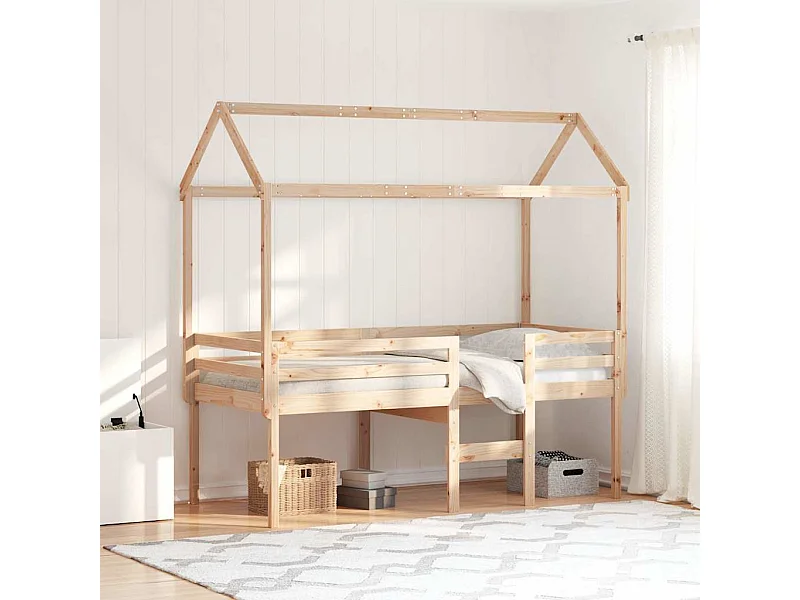Hochbett mit Dach 80x200 cm Massivholz Kiefer