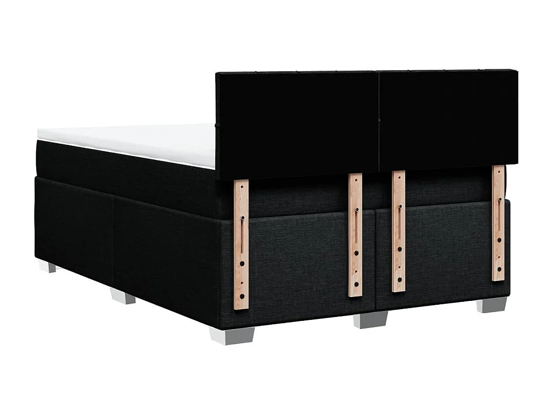 Sommier à lattes de lit avec matelas Noir 160x200 cm Tissu