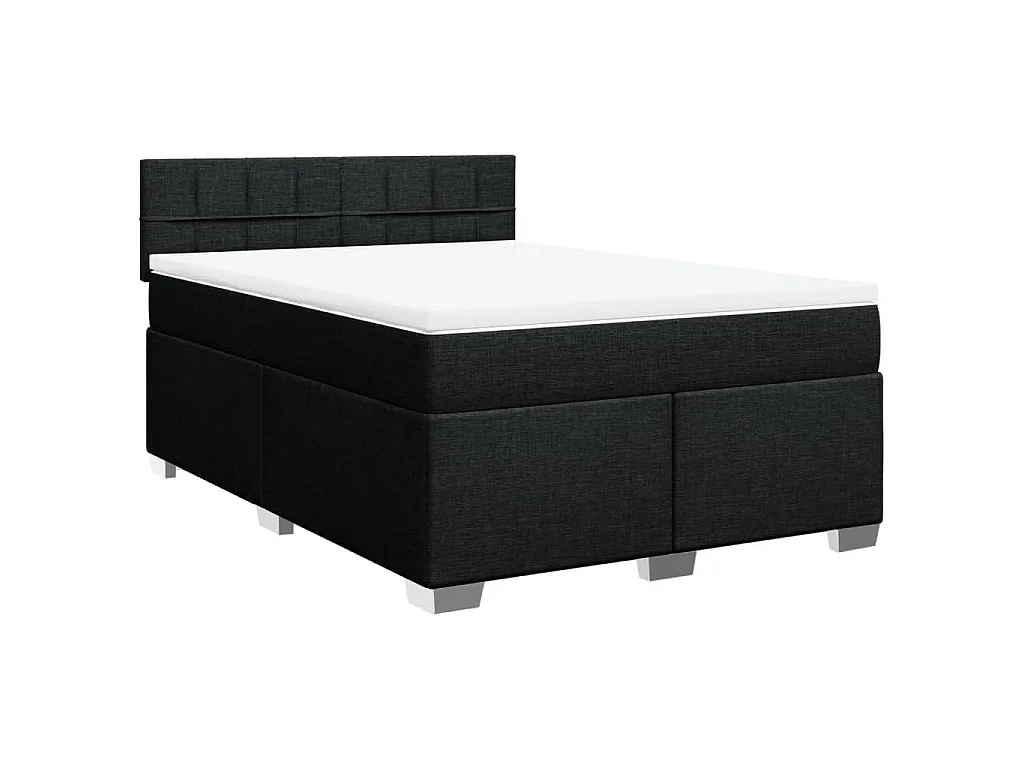 Sommier à lattes de lit avec matelas Noir 160x200 cm Tissu