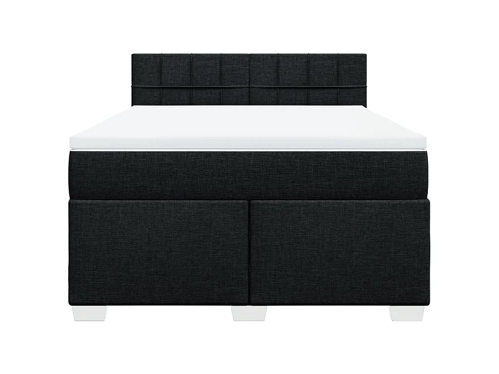 Sommier à lattes de lit avec matelas Noir 160x200 cm Tissu