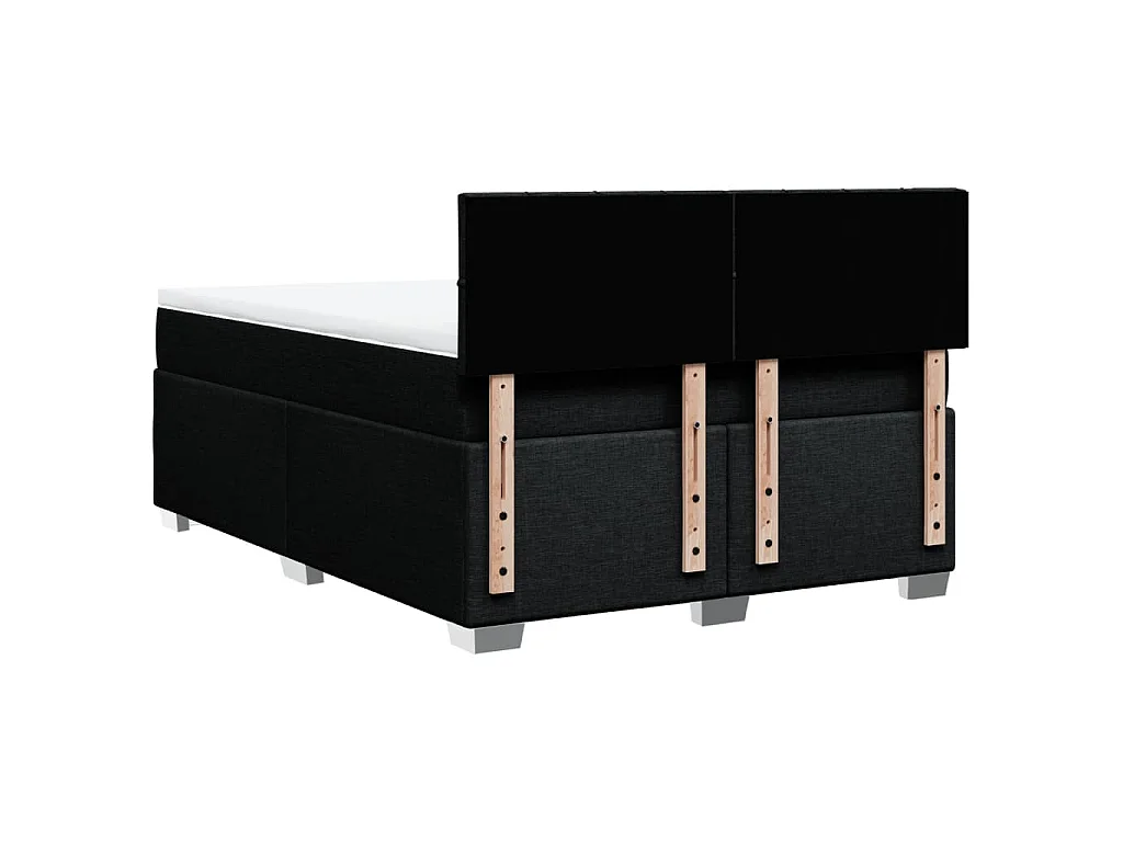 Sommier à lattes de lit avec matelas Noir 160x200 cm Tissu