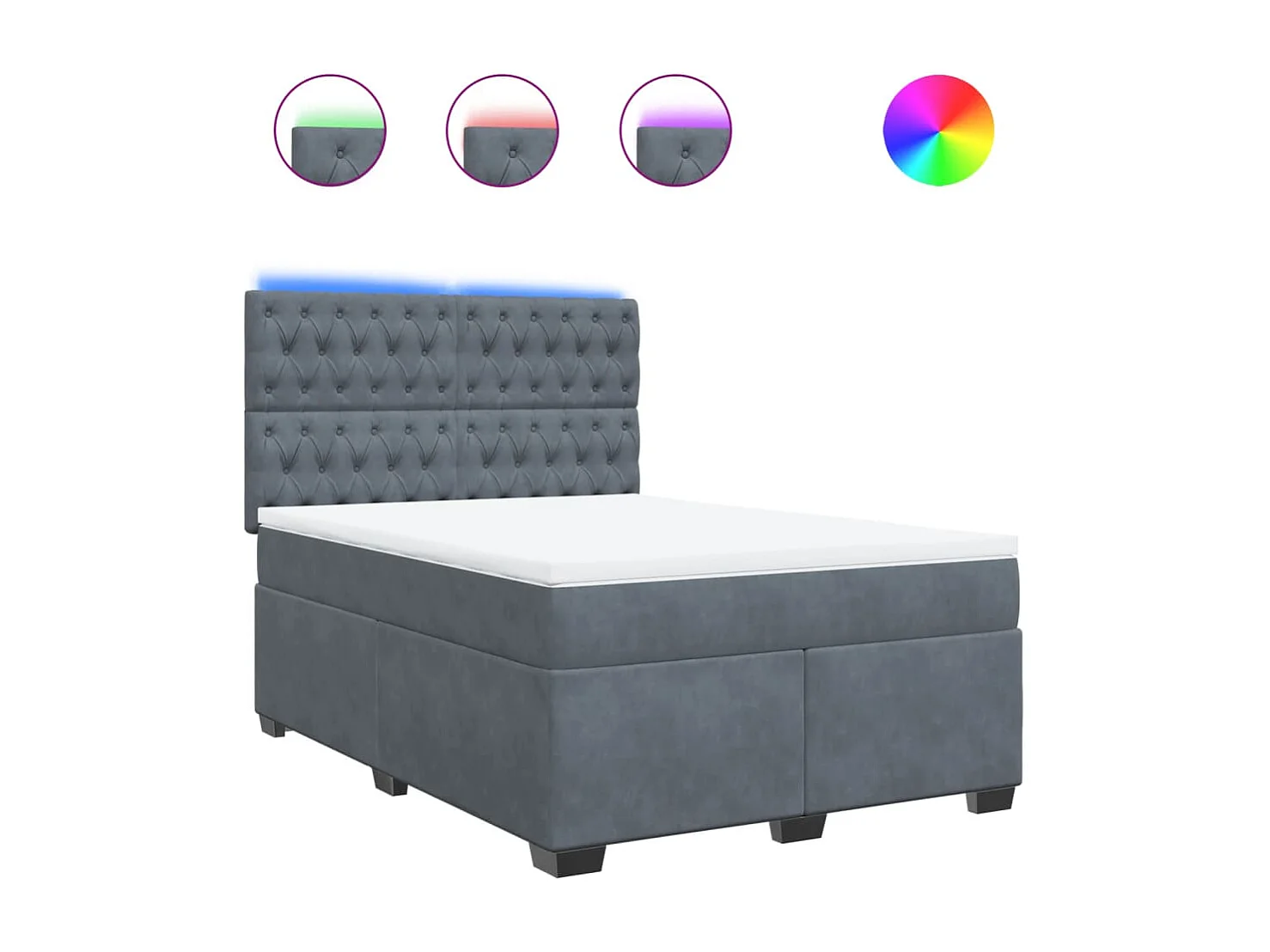 Sommier à lattes de lit et matelas Gris foncé 140x200cm Velours