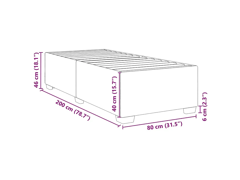 Bettgestell ohne Matratze Blau 80x200 cm Stoff