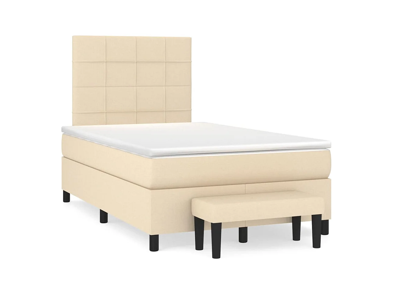 Giroletto a Molle con Materasso Crema 120x190 cm in Tessuto