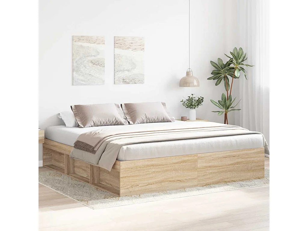 Cadre de lit sans matelas chêne sonoma 200x200 cm