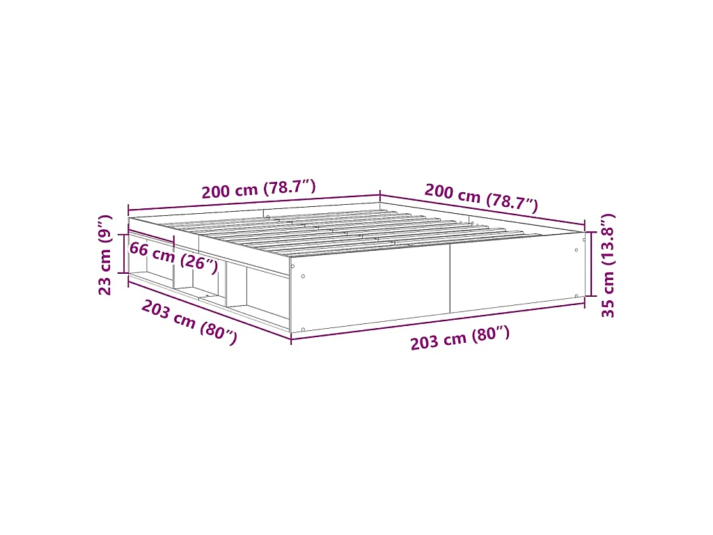 Estrutura de cama 200x200 cm carvalho sonoma
