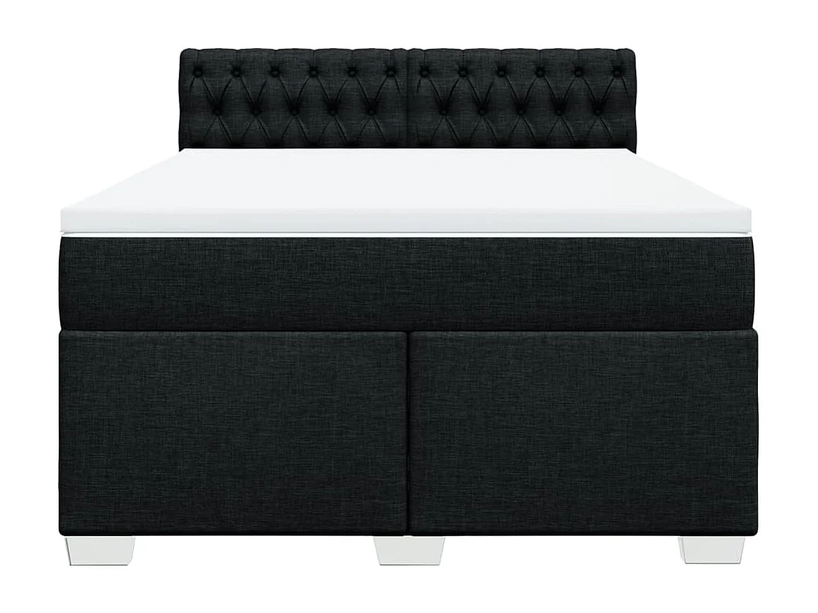 Sommier à lattes de lit avec matelas Noir 140x190 cm Tissu