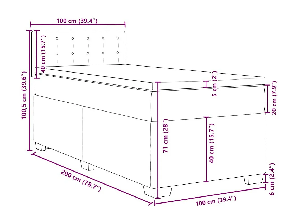 Boxspringbett mit Matratze Dunkelgrün 100x200 cm Samt