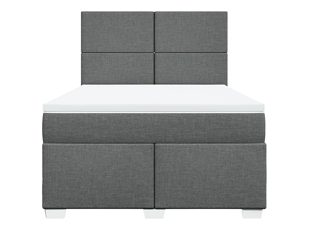 Giroletto a Molle con Materasso Grigio Scuro 140x200cm Tessuto