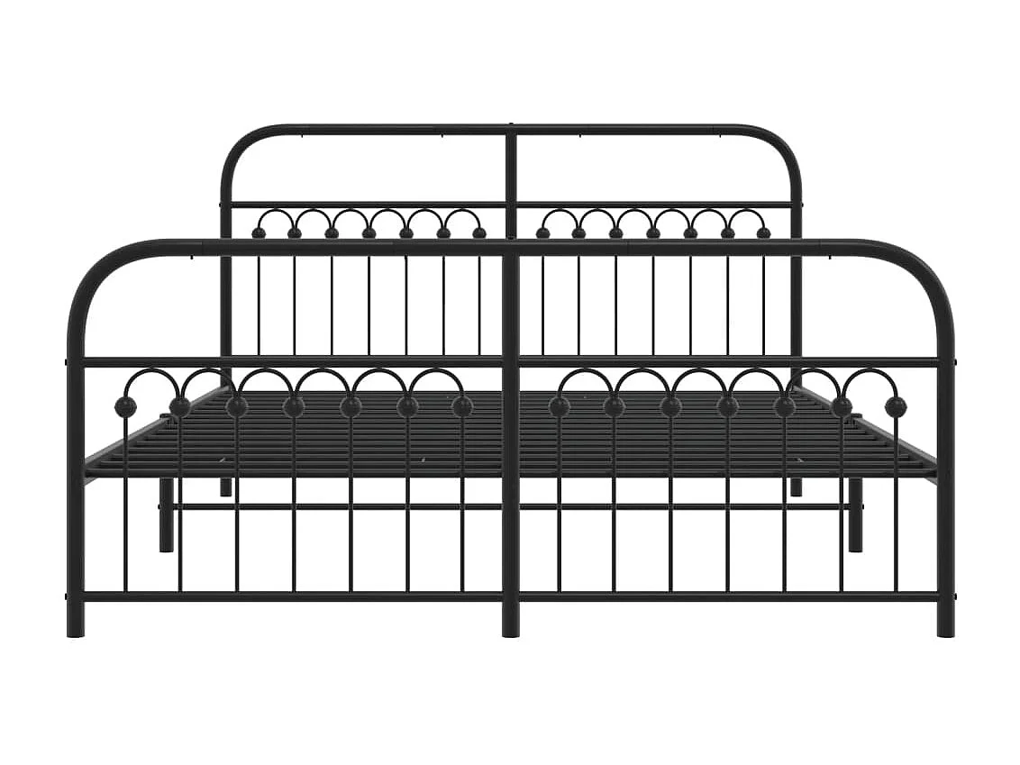 Cadre de lit métal sans matelas avec pied de lit noir 160x200cm