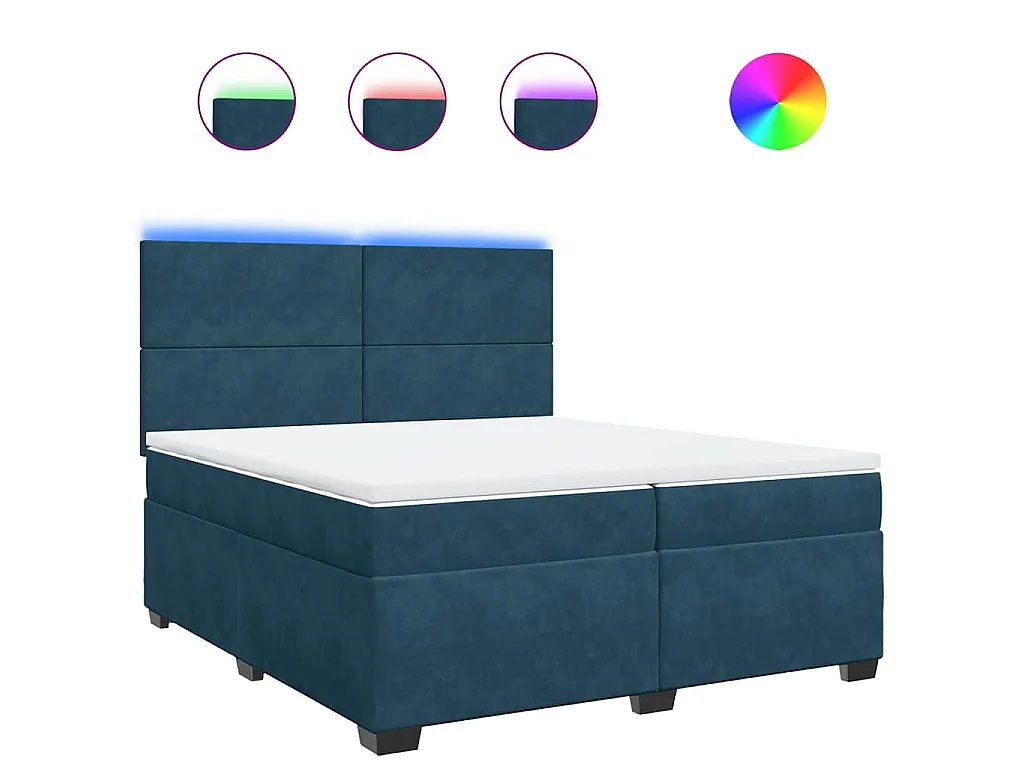 Cama box spring con colchón terciopelo azul 200x200 cm