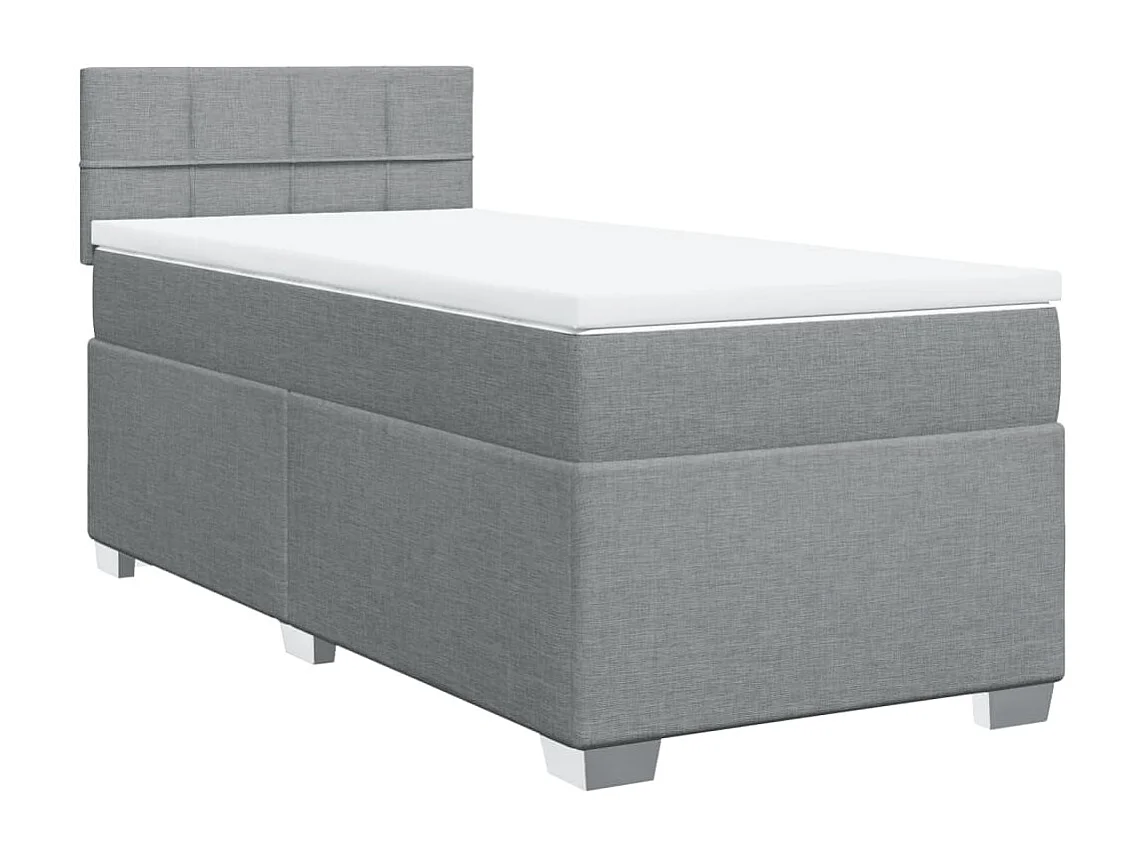 Cama box spring con colchón tela gris claro 100x200 cm