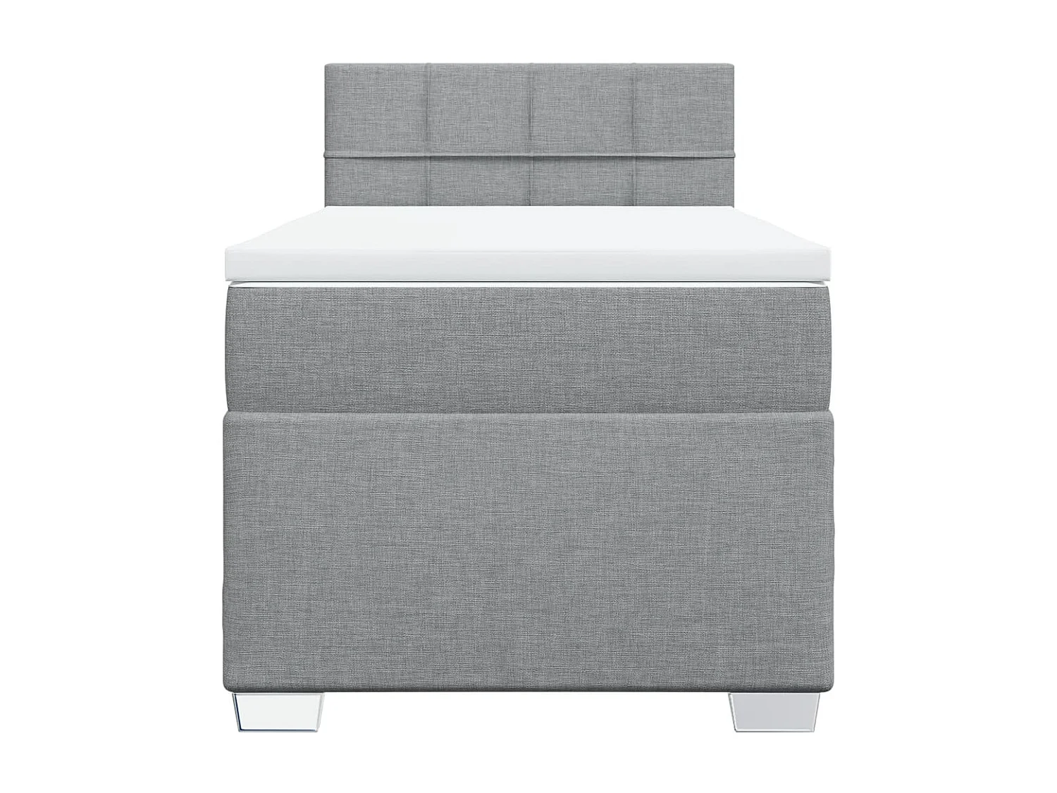 Cama box spring con colchón tela gris claro 100x200 cm