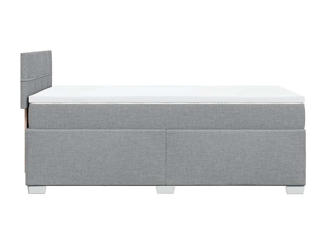 Cama box spring con colchón tela gris claro 100x200 cm