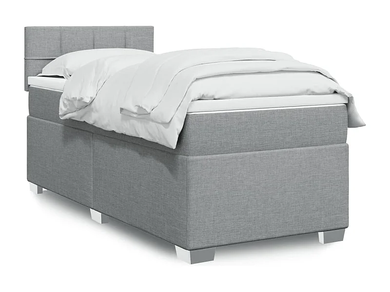 Boxspringbett mit Matratze Hellgrau 100x200 cm Stoff
