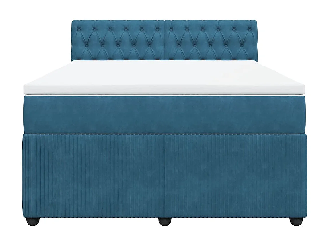 Boxspringbett mit Matratze Blau 160x200 cm Samt