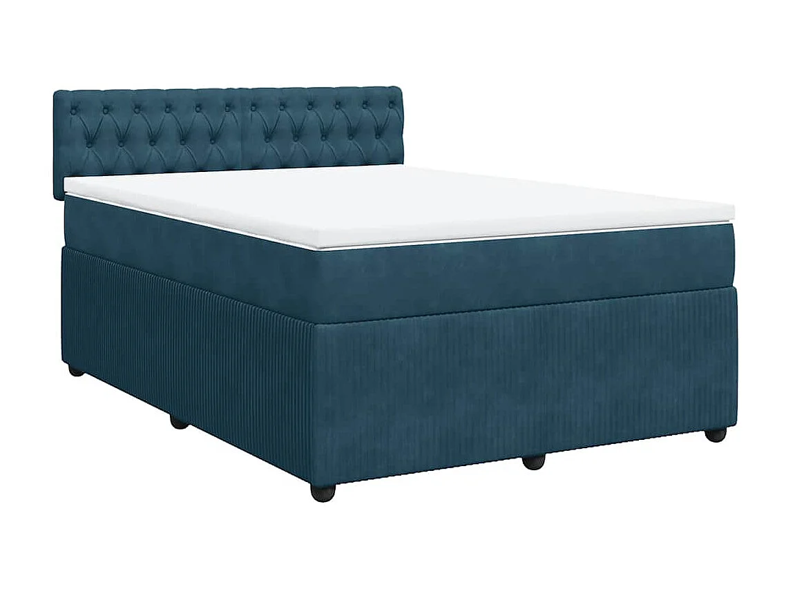 Boxspringbett mit Matratze Blau 160x200 cm Samt