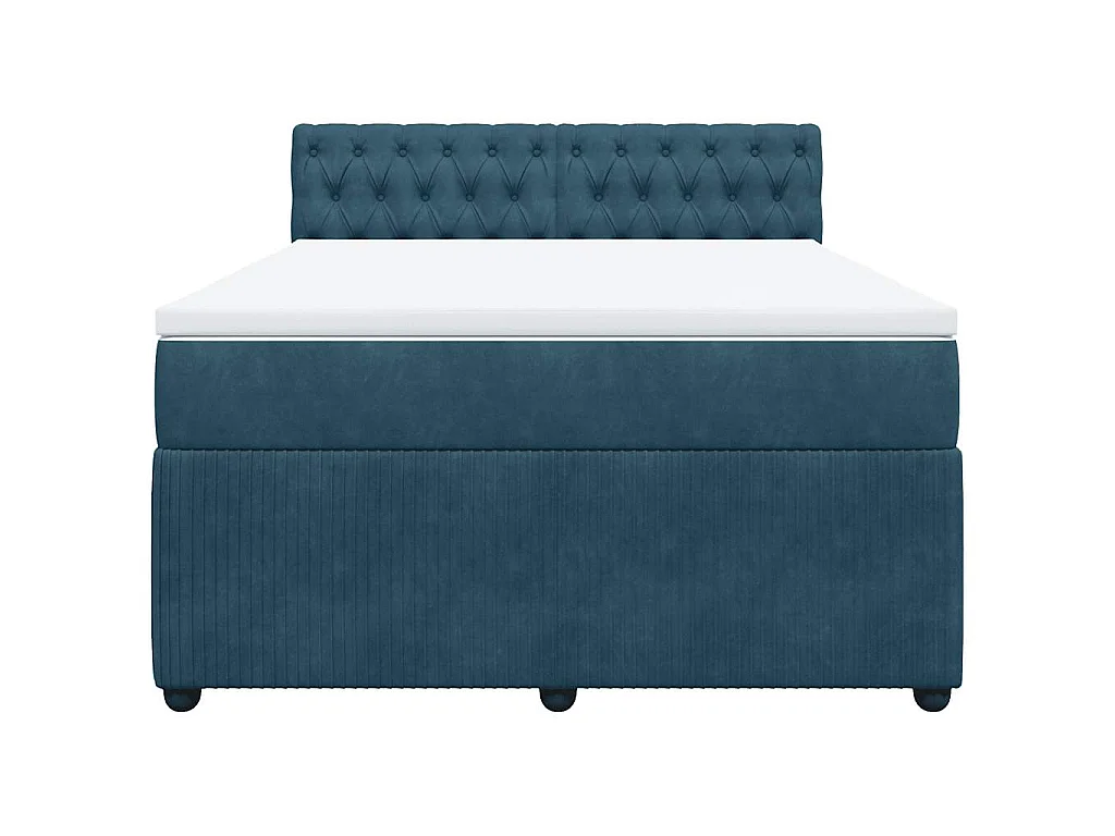Boxspring met matras fluweel blauw 160x200 cm