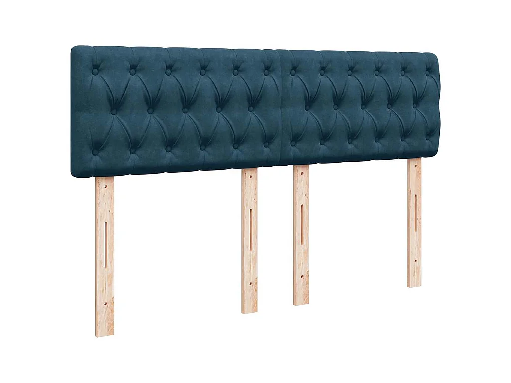 Cama box spring con colchón terciopelo azul 160x200 cm
